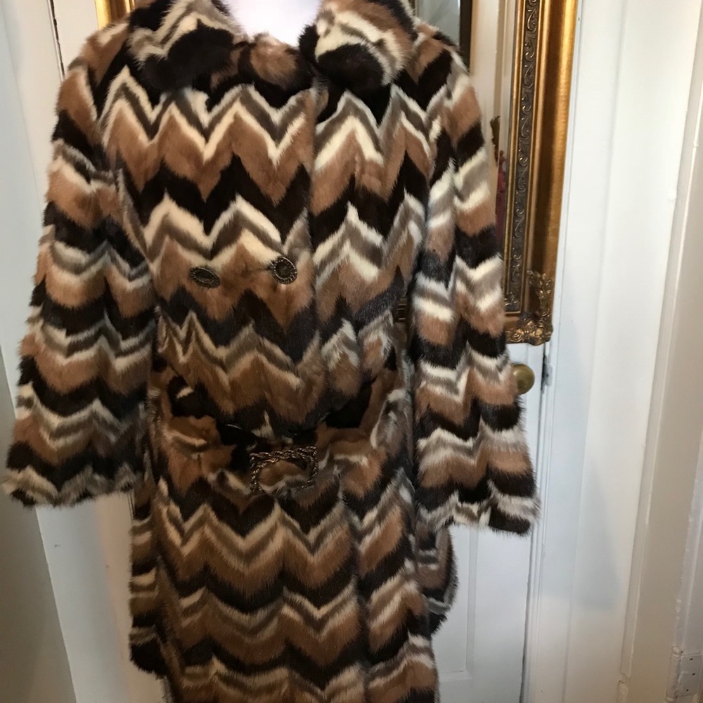 Gorgeous Zigzag Authentic Mink Coat